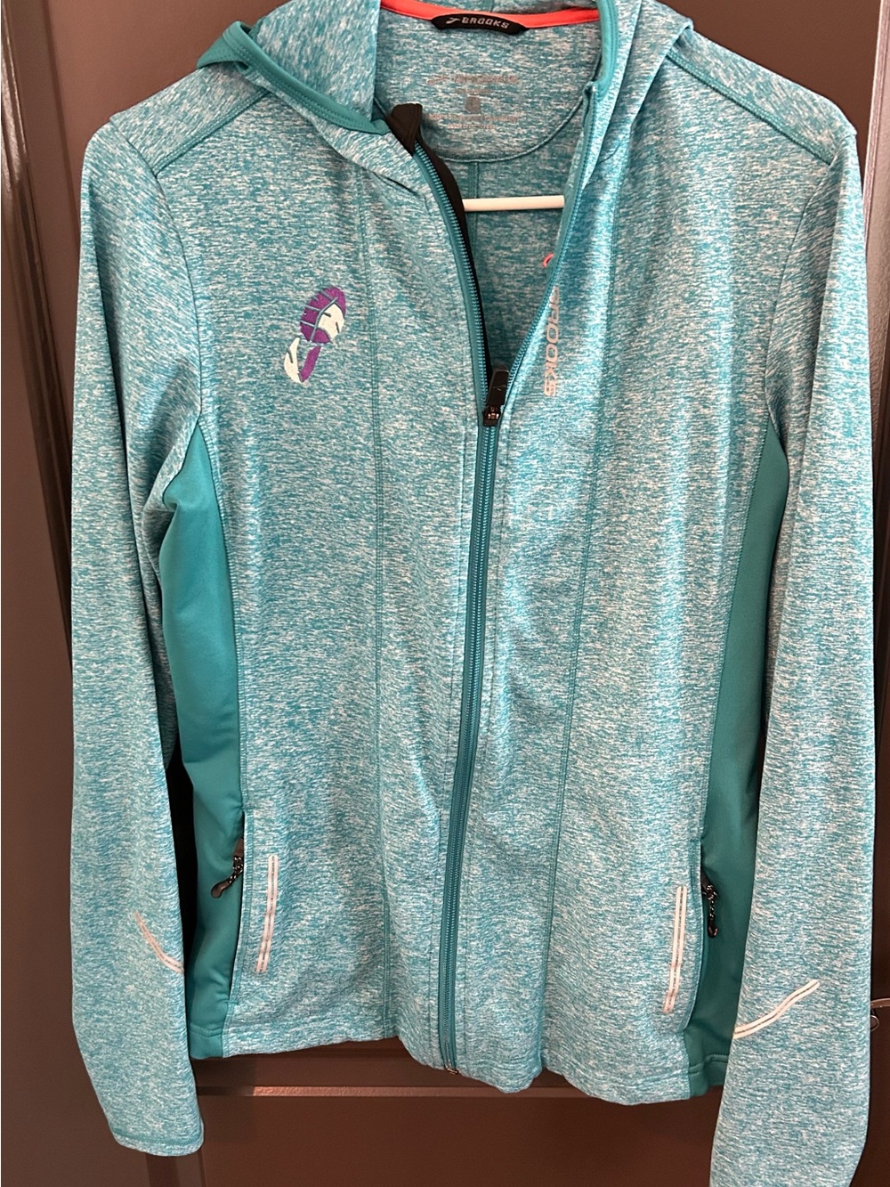 Brooks Teal Marled Zip-Up Utility Jacket